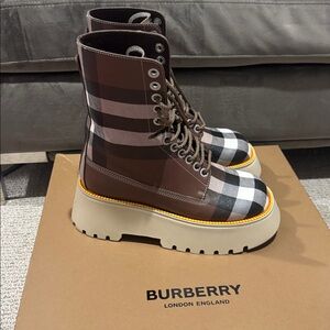 Burberry Plaid Boots Size 38